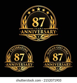 Se cumplen 87 años. 87.ª colección de logo de la celebración. Vector e ilustración. 