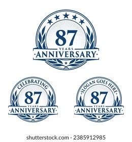 Se cumplen 87 años. 87.ª colección de logo de la celebración. Vector e ilustración. 