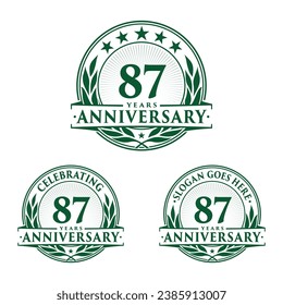 87 years anniversary set. 87th celebration logo collection. Vector and illustration. 