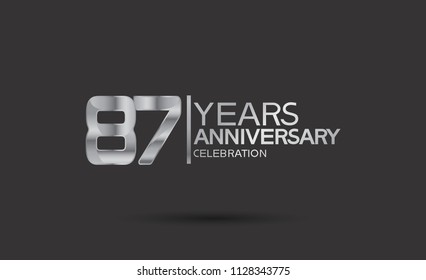 87 years anniversary silver design for celebration event isolated on black background 