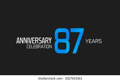 87 years anniversary simple design with blue and white color for celebration event