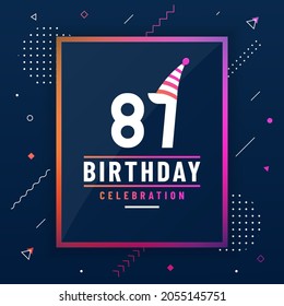 87 years birthday greetings card, 87 birthday celebration background colorful free vector.