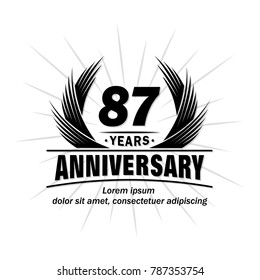 87 years design template. Anniversary vector and illustration template.