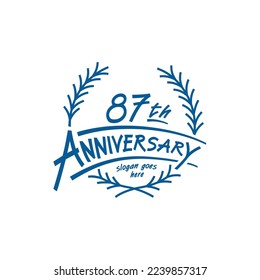 plantilla de diseño de 87 años. Vector e ilustración. Logo de los 87 años.