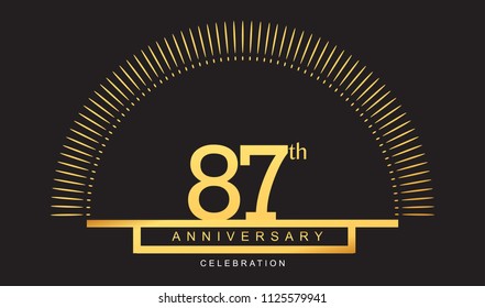 87 years golden anniversary logo celebration with firework elegant design for anniversary celebration.