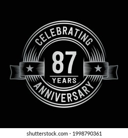 87 years logo design template. 87th anniversary vector and illustration.