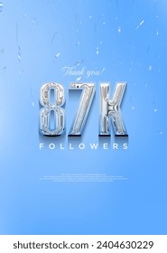 87k thank you followers with bright blue numbers and with a cool theme.