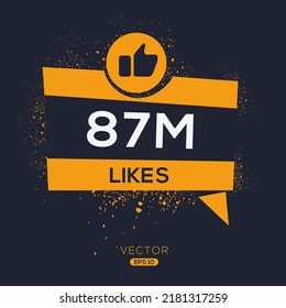 87M, 87 million likes design for social network, Vector illustration.