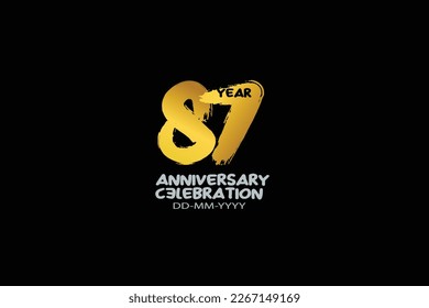 87th, 87 years, 87 year anniversary celebration abstract style logotype. anniversary with gold color isolated on black background, vector design for celebration vector