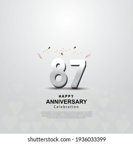 87th anniversary background with 3D number illustration