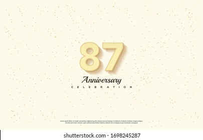 87th anniversary background with an illustration of the orange numbers in front of a white background and the writing below.