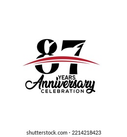 87th anniversary celebration design template for booklet with red and black colour , leaflet, magazine, brochure poster, web, invitation or greeting card. Vector illustration.

