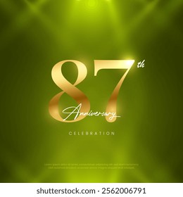 87th Anniversary celebration, Eighty-seventh year Anniversary celebration on lights background for celebration event, festive illustration.