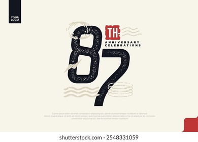 87-jähriges Jubiläum mit farbiger Textur und abstrakten geometrischen Formen