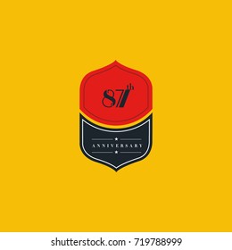 87th anniversary logo boundary design vector