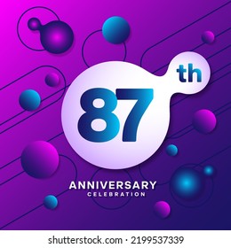 87th Anniversary logo with colorful abstract background, template design for invitation card and poster your birthday celebration. Vector eps 10