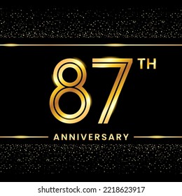 87th Anniversary Logotype. Golden Anniversary template design for celebration event, invitation card, greeting card, flyer, banner, poster, double line logo, vector illustration