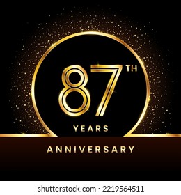 87th Anniversary Logotype. Golden Anniversary template design for celebration event, invitation card, greeting card, flyer, banner, poster, double line logo, vector illustration