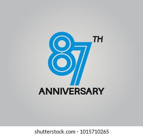 87th anniversary logotype with multiple line style blue color isolated on white background for celebration