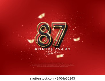 87th Anniversary number. To celebrate birthday with bold red concept. Premium vector for poster, banner, celebration greeting.