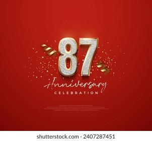 87th anniversary number, with an elegant and luxurious design for celebration. Premium vector background for greeting and celebration.