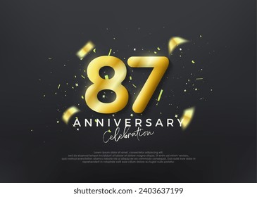 87th anniversary numbers. gold luxury vector background premium. Premium vector for poster, banner, celebration greeting.
