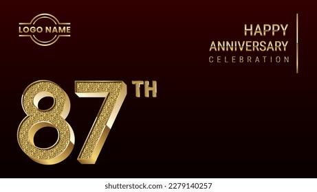 87th Anniversary template design concept with golden number. Vector Template