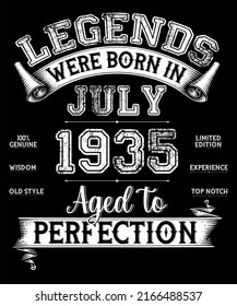 87th Birthday Vintage Legends Were Born In July 1935 87 Years Old