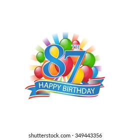 105 Colorful Happy Birthday Logo With Balloons And Burst Of Light ...