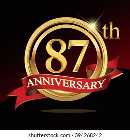 87th golden anniversary logo. with ring and ribbon