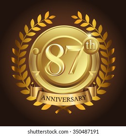 87th golden anniversary wreath ribbon logo