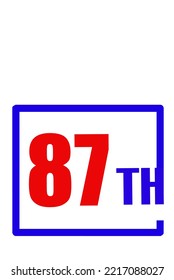 87.º número ordinal contando ilustración de arte vectorial con fuente fantástica y color rojo azul - 87 aniversario - feliz cumpleaños