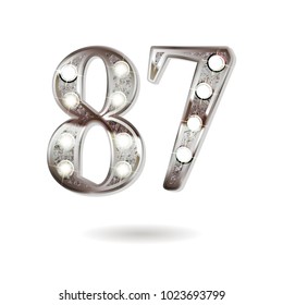 87th silver anniversary logo, ten years birthday celebration solated on white background