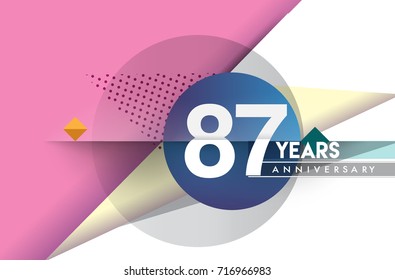 87th years anniversary logo, vector design birthday celebration with colorful geometric background and circles shape.