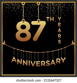 87th years anniversary, vector design for anniversary celebration with gold color on black background, simple and luxury design. logo vector template