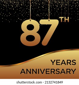 87th years anniversary, vector design for anniversary celebration with gold color on black background, simple and luxury design. logo vector template