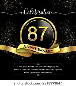87th years celebration anniversary logo vector isolated on black background