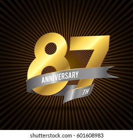 87th Years golden Anniversary Celebration Design. vector logo template