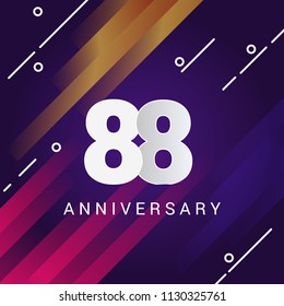 88 Anniversary celebration logotype with paper cut style font number isolated on colorful background