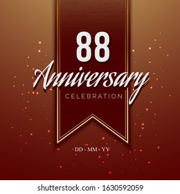 88 Anniversary celebration luxury design with wood motive background on the ribbon