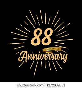 88 Anniversary fireworks and celebration background - stock vector - Vector