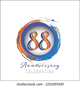 88 Anniversary Logo light orange blue