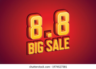 8.8 Big sale font expression pop art speech. Vector illustration