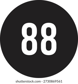 88 Icono de número de calendario Vector redondo negro con texto blanco