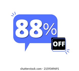 88% discount off with blue 3D thought bubble design 