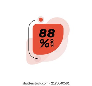 88% Discount Product banner tag product label vector art illustration Isolated on White Background in red color