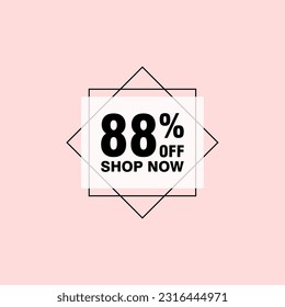 88 descuento, distintivos de vectores de venta para etiquetas, , pegatinas, banners, etiquetas, etiquetas, etiquetas web, nueva oferta. Banner de signo de origami de descuento 