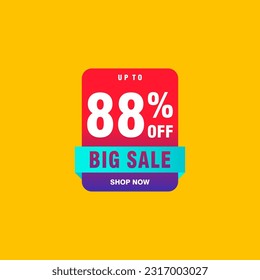 88 descuento, distintivos de vectores de venta para etiquetas, , pegatinas, banners, etiquetas, etiquetas, etiquetas web, nueva oferta. Banner de signo de origami de descuento 