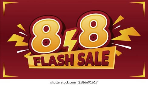 8.8 Flash Sale banner with bold typography, lightning effects, and a vibrant red-yellow color scheme, perfect for e-commerce promotions and special discount events