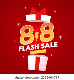 8.8 flash sale banner template design for web or social media. 8.8 flash sale poster.